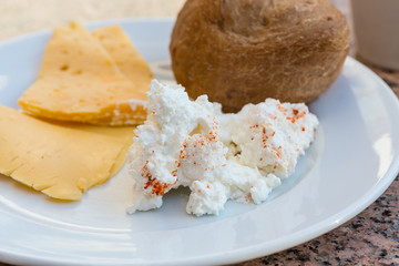 Ricotta and yellow cheeses