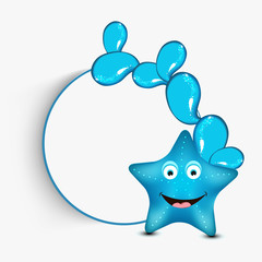Funny cartoon of a starfish with blank frame for text.