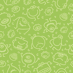 Seamless pattern with little monsters