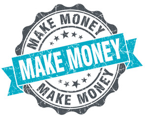 Fototapeta premium make money vintage turquoise seal isolated on white