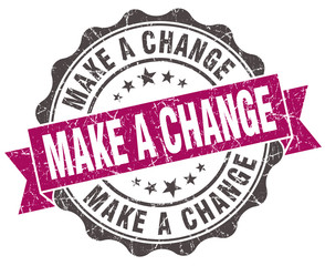 make a change grunge violet seal isolated on white