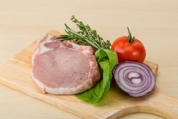 Raw pork steak