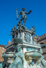 Fototapeta na wymiar Fountain of Neptune in Bologna, Italy
