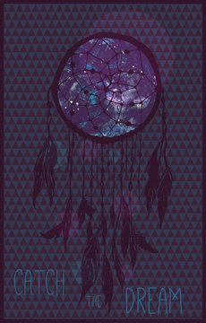 Vector card with dream catcher. Invitation design. Isolated