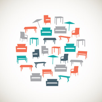 Colorful furniture icons - outdoor