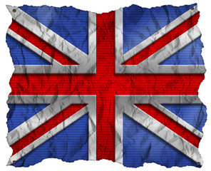 Fototapeta premium UK Flag on Wrinkled Paper with Nails