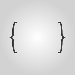 The curly Bracket icon. Quote symbol. Flat