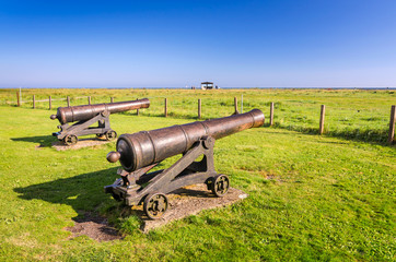 Historical bronze cannon on the south peninsula of Oland island