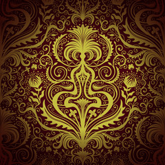 Royal Luxury Golden Seamless Damask Floral Pattern