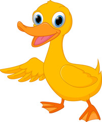 Cute duck cartoon presenting