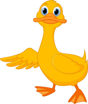 Cute duck cartoon presenting