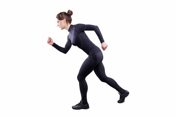 Runner woman isolated. Running fit fitness sport model jogging s