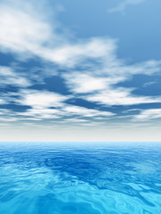 Plakat Conceptual blue sea or ocean water with sky
