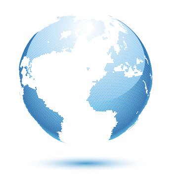 Illustration globe design on a blue background. Vector.