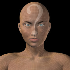 Conceptual witreframe or mesh woman face