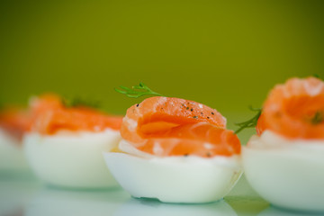 boiled eggs with salt red fish