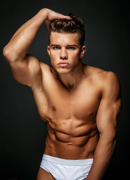 Awesome male model with muscular torso.
