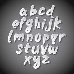 Trendy hand drawing alphabet, vector illustration.