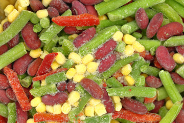 Frozen mixed vegetables background