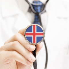 National flag on stethoscope conceptual series - Iceland