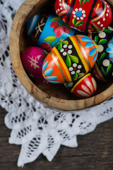 Traditional hand painted easter eggs from above