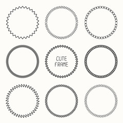 Hand drawn monochrome frame of geometric pattern. Trendy doodle