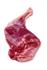 Haunch of venison (Muntjac) on a white background.