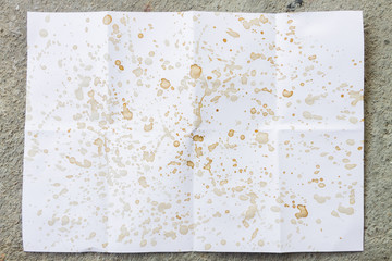 Paper with stain of coffee