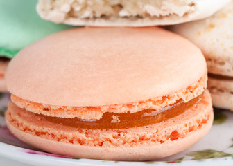 Traditional French sweets Macarons macro
