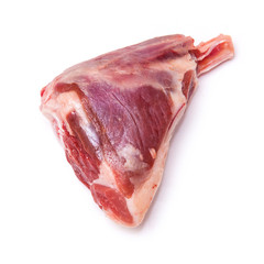 Goat meat shin joint isolated on a white background.