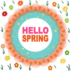 Elegant colorful frame with spring flowers welcome spring card