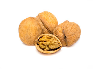Group of Wallnuts isolated on white background