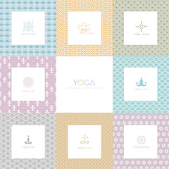 Set of logos and patterns for a yoga studio