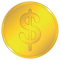 Dollar Gold Coin isolated on white - Vector Icon
