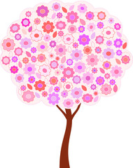 Isolated Spring Flower Tree Illustration