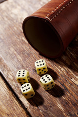 Lucky dice on table