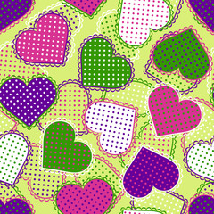 Seamless pattern with colorful hearts