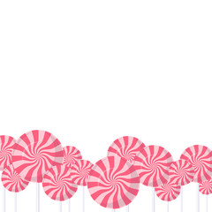 Pink lollipops background. Vector illustration.