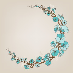 Round small blue flowers decoration or frame
