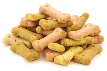 crunchy dog food on a white background