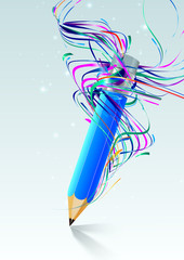 Creative Abstract Colorful Lines with Pencil