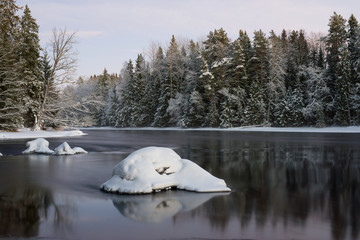 Scenic view of a river in winter