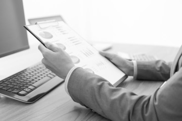 Business people discussing the charts and graphs showing the res