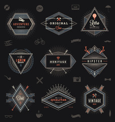 Set of hipster trendy emblems, labels and sign - obrazy, fototapety, plakaty