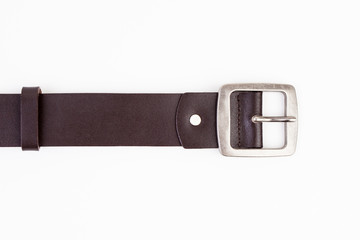 Straight brown leather belt