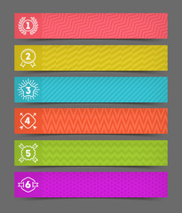 Set of abstract banner with line drawn hipster number emblems