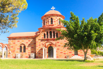 Fototapeta na wymiar Church in the village of Pilon (Pylonas). Rhodes Island. Greece