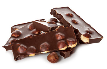Chocolate with nuts isolated