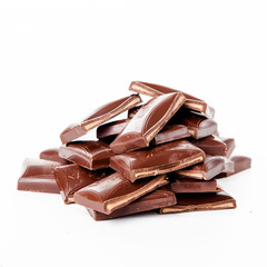 Chocolate bars stack isolated on white background.  Chocolate bl