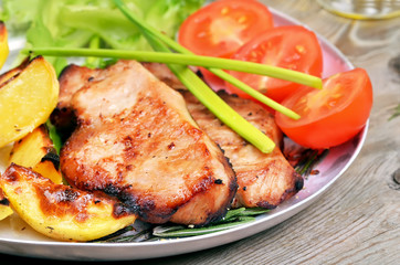 Pork chop with vegetables